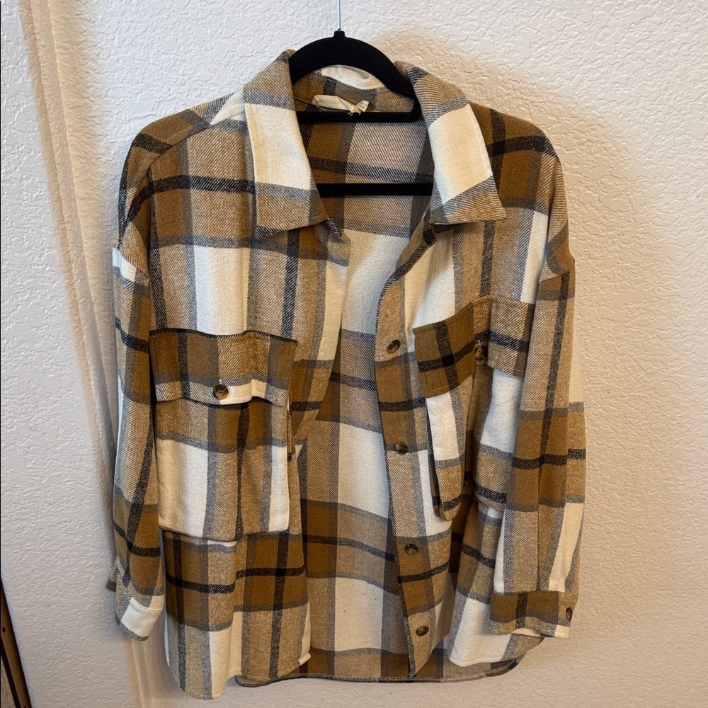 Plaid Button-Up Shirt Jacket